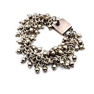 Vintage 90s Mexico Taxco 925 Sterling Silver Chunky Dangle Charm Bracelet